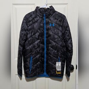 gray under armour jacket with blue detailing -- youth XL